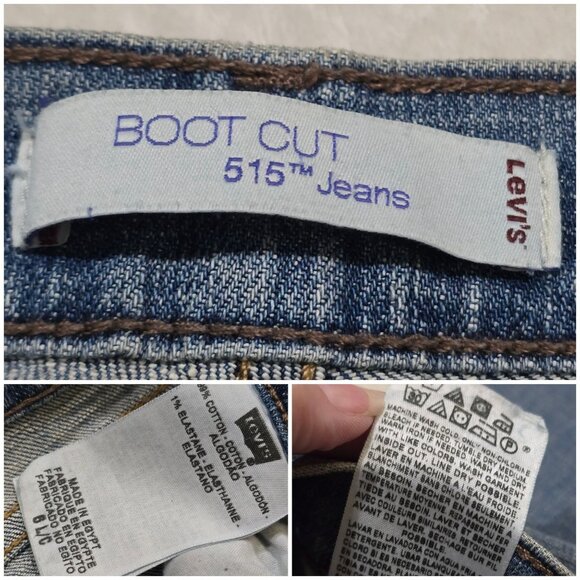 Levi's Boot Cut 515 Jeans Discontinued Mid-Rise Stretch Denim Blue 6 ☆ SOLD ☆ - Picture 7 of 11